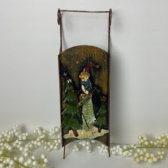 Sleigh Metal Wall Hanging Christmas Decor Snowman by Ganz - Picture 4 of 10